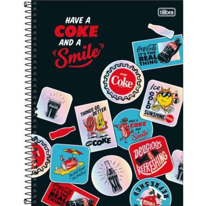 Caderno-Universitario-coca-cola-Capa-Dura-espiral10-Materias-160-Folhas-Tilibra