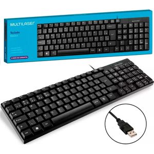 Teclado com Fio Multi Compacto Conexão USB ABNT2 TC193 Preto - Multilaser