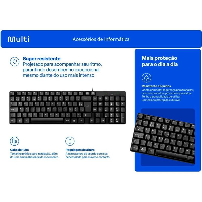 Teclado-com-Fio-Multi-Compacto-Conexao-USB-ABNT2-TC193-Preto---Multilaser