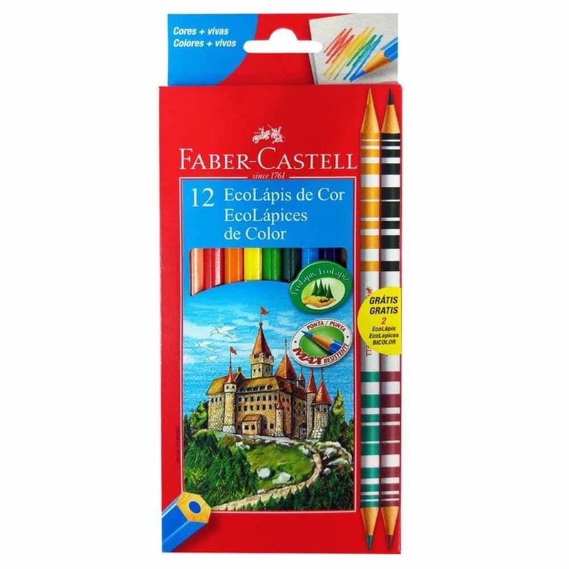 Lapis-de-cor-12-cores---2-bicolor---Faber-Castell