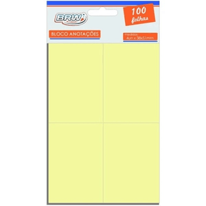 Bloco de  Anotações 38X51 mm   Amarelo C/ 4 - Brw