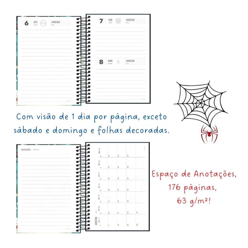 Agenda-Escolar-Espiral-Homem-Aranha-Escolar---Tilibra