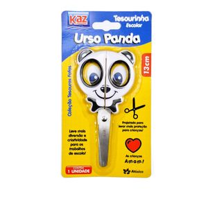 Tesoura Escolar 13 cm  Panda em Aço InoxKZ11422 - Kazan