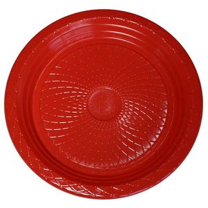 Prato Descartável Raso Vermelho 18 cm com 10 Unidades - Forfest