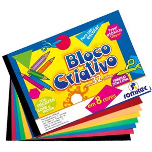 Livro Bloco Criativo 120g Colorido 32 Folhas 8 cores - Romitec