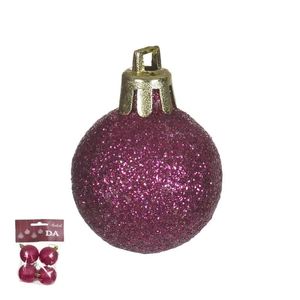 Bola Natal C/Glitter (Rosa) C/4 Uni 5cm - Florarte)