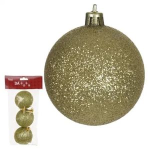 Bola Natal C/ Glitter C/3 Und Dourado 6cm - Florarte