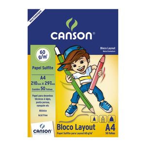 Bloco Layout Liso A4 60G - Com 50 Folhas - Canson