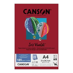 Papel A4 Iris Vivaldi 185G 25Fls Vermelho Escuro - Canson