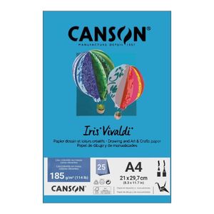 Papel A4 Iris Vivaldi 185G 25Fls Azul Royal - Canson