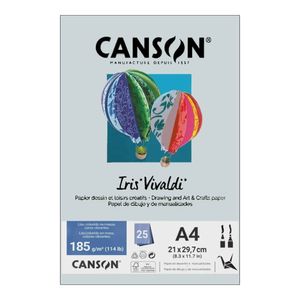 Papel  A4 Iris Vivaldi 185G 25Fls Cinza - Canson