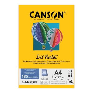 Papel  A4 Iris Vivaldi 185G 25Fls Amarelo - Canson