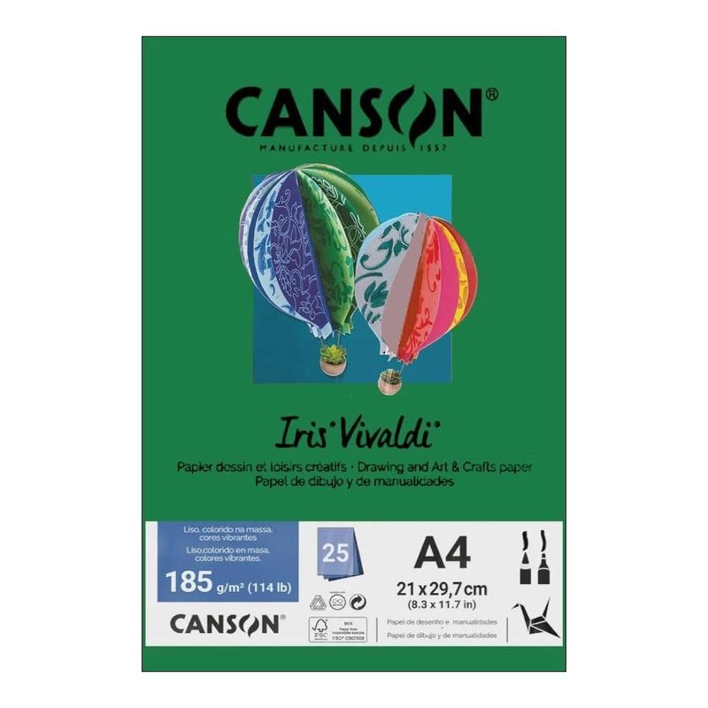 Papel-A4-Iris-Vivaldi-185G-25Fls-Verde-Escuro---Canson