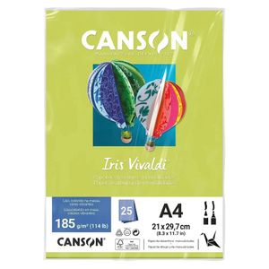 Papel A4 185g iris vivaldi verde kiwi com 25 folhas - Canson