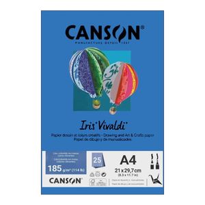 Papel A4 Iris Vivaldi 185G 25Fls Azul Mar - Canson