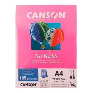 Papel Color Iris Vivaldi A4 185g Com 25fls Pink - Canson