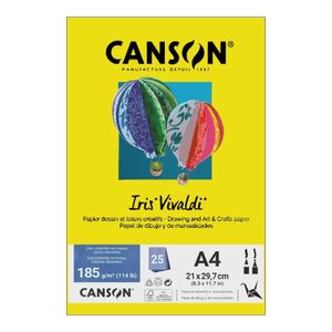 Papel A4 Iris Vivaldi 185G 25Fls Amarelo Canário - Canson