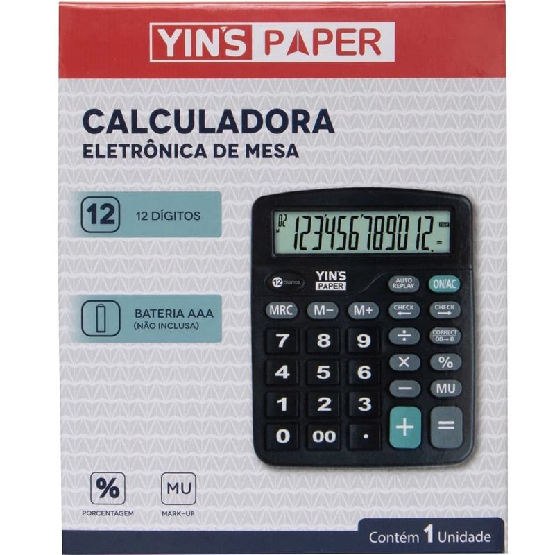 Calculadora-de-Mesa-12-Digitos-YP7318---Yins