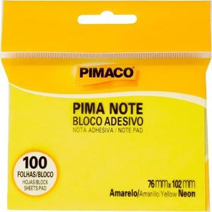 Bloco Auto Adesivo Pimanote Amarelo 76 x 102 mm - Pimaco