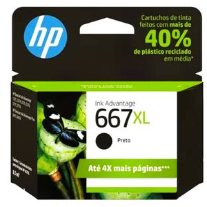 Cartucho de Tinta 667 XL Original 3YM81AB Preto - HP