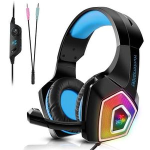 Headset Gamer LED RGB com Fio e Microfone Articulado Azul Infokit - GH-X2000