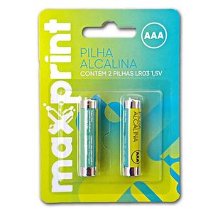 Pilha Alcalina AAA pequena 1,5 Volts com 2 - Maxprint