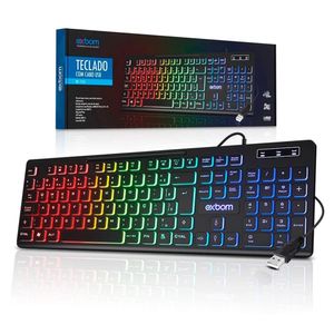 eclado Gamer Multimídia LED rgb  BK 155C USB - Exbom