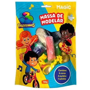 Massa Modelar3 Palavrinhas com 6 Cores + 3 Moldes -  Magic