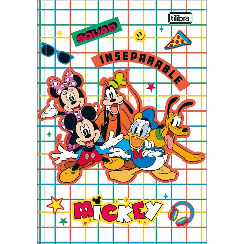 Caderno-Brochura--Capa-Dura--1-4-Mickey-80-Folhas---Tilibra