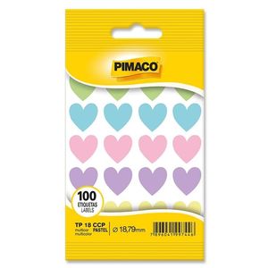 Etiqueta adesiva TP18 coração multicolor pastel - Pimaco