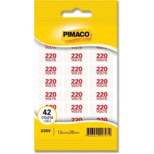 Etiqueta Retangular Sinalizacao 220V Verm. 12X26Mm - Pimaco